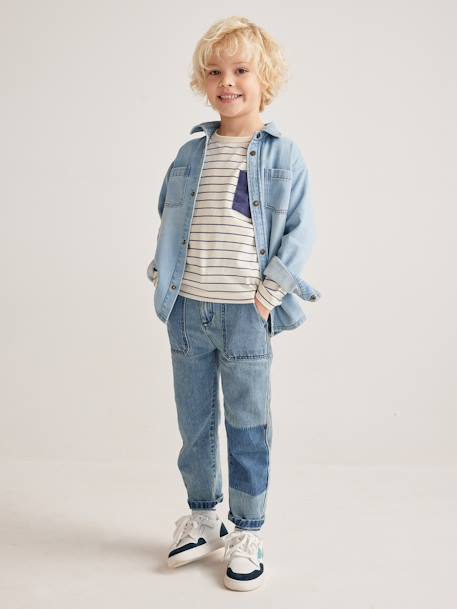 Denim jongenshemd gebleekt denim+stone+zwart denim - vertbaudet enfant 