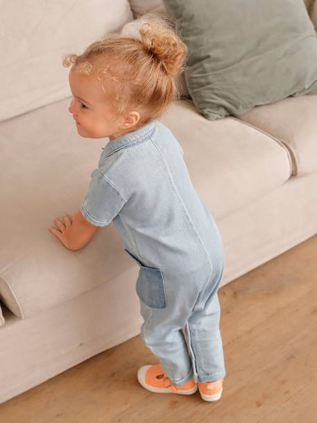 Babypakje met korte mouwen in denim gebleekt denim - vertbaudet enfant 