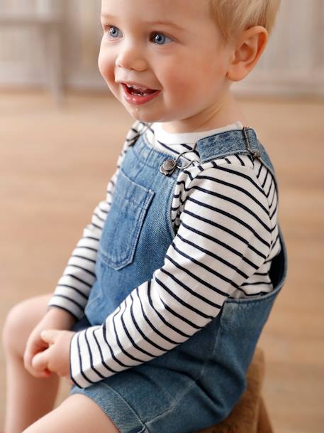 Korte babytuinbroek van denim stone - vertbaudet enfant 