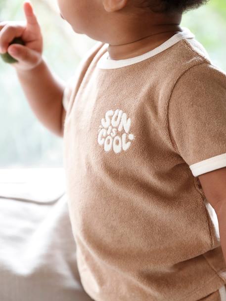 Badstoffen babyset met T-shirt en short taupe - vertbaudet enfant 