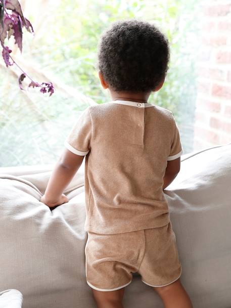 Badstoffen babyset met T-shirt en short taupe - vertbaudet enfant 