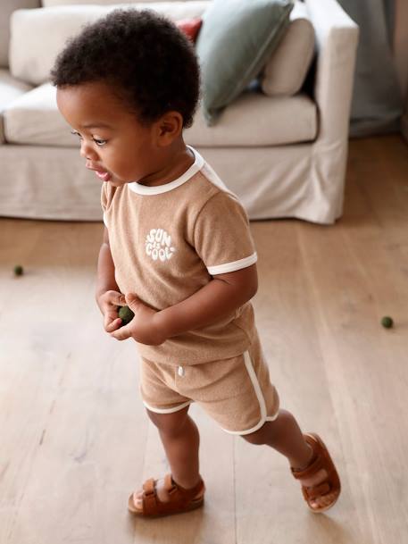 Badstoffen babyset met T-shirt en short taupe - vertbaudet enfant 