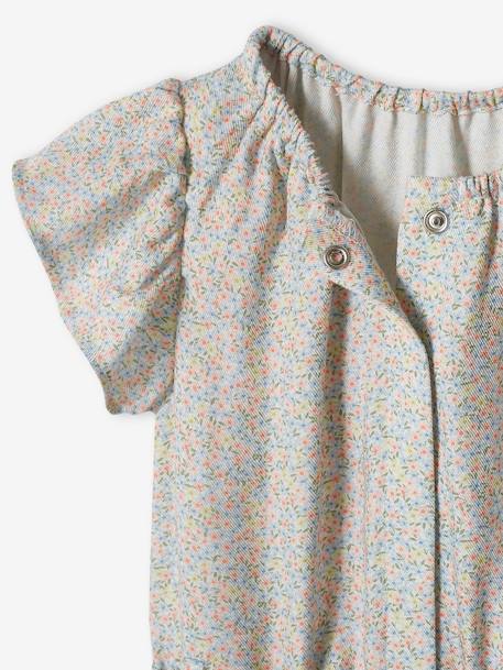 Jumpsuit voor meisjes beige met roze bloemenprint+ecru+wit, bedrukt - vertbaudet enfant 