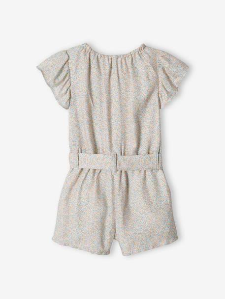 Jumpsuit voor meisjes beige met roze bloemenprint+ecru+wit, bedrukt - vertbaudet enfant 