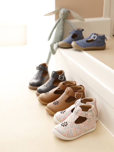 Leren zomerschoenen voor baby's voor de eerste stapjes lichtblauw - vertbaudet enfant 