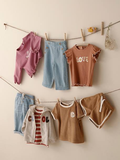 Badstoffen babyset met T-shirt en short taupe - vertbaudet enfant 