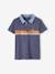 Jongens poloshirt met strepen en chambray details leiblauw - vertbaudet enfant 