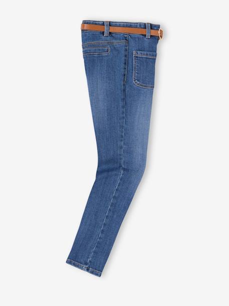 Onverwoestbare meisjesjeans en mooie riem grijs+stone - vertbaudet enfant 