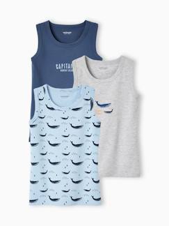 Jongens-T-shirt, poloshirt, souspull-T-shirt-Set van 3 tanktops jongens "walvissen"