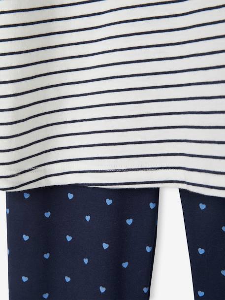 Matrozennachthemd + legging met hartjesprint marineblauw - vertbaudet enfant 