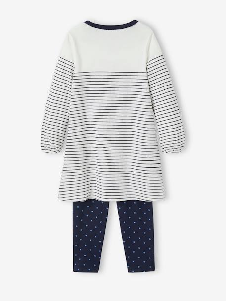 Matrozennachthemd + legging met hartjesprint marineblauw - vertbaudet enfant 