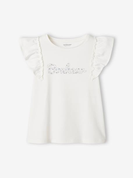 Meisjes T-shirt met ruches ecru - vertbaudet enfant 