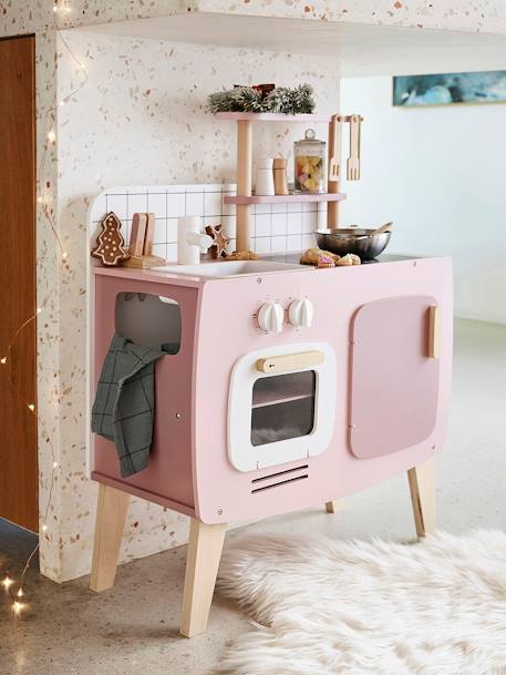 Houten design keukentje karamel+roze+wit - vertbaudet enfant 