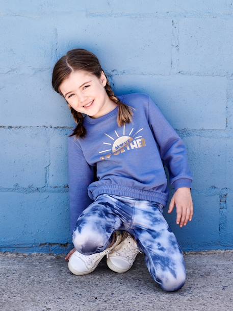 Sportlegging met print van technisch materiaal meisjes blauw+terracotta - vertbaudet enfant 