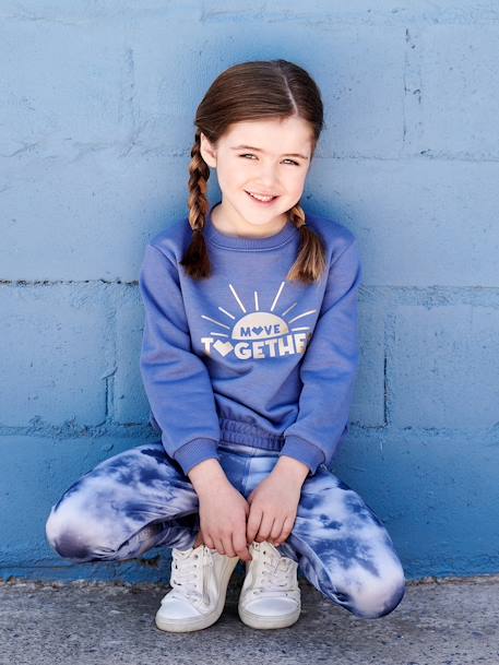 Sportief sweatshirt met 'zonsopgang' voor meisjes blauw - vertbaudet enfant 