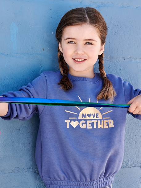 Sportief sweatshirt met 'zonsopgang' voor meisjes blauw - vertbaudet enfant 