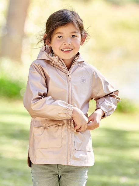 Metallic meisjesregenjas met capuchon rozen - vertbaudet enfant 