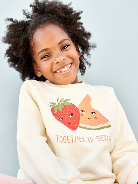 Meisjessweater met fruitprint ecru - vertbaudet enfant 