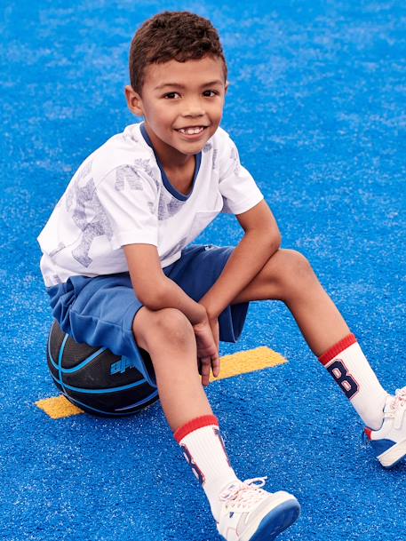 Sportshirt met grote letters voor jongens wit - vertbaudet enfant 