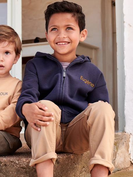 Personaliseerbare sweater met rits voor jongens nachtblauw - vertbaudet enfant 