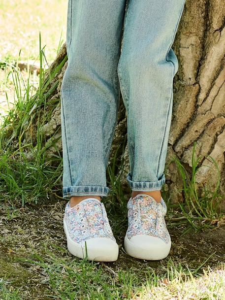 Stoffen elastische sneakers voor meisjes hemelsblauw+Kersenblauw - vertbaudet enfant 