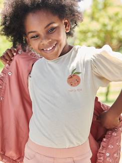 Meisjes t-shirt met bolletjesmouw en fruitmotief op de borst  - vertbaudet enfant