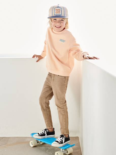 Gekleurde slim MorphologiK FIN jongens beige+chocoladebruin+groengrijs+hemelsblauw+kaki+leiblauw - vertbaudet enfant 