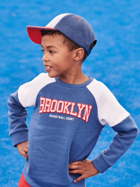 Jongenssweater met colourblock en team Brooklyn opdruk koningsblauw - vertbaudet enfant 