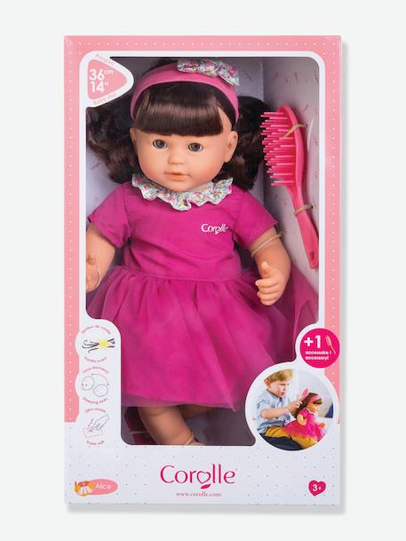 Grote Alice pop + COROLLE borstel snoepjesroze - vertbaudet enfant 