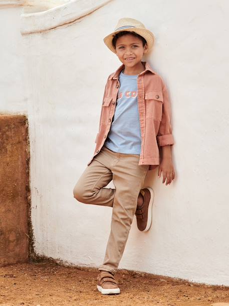 Gekleurde slim MorphologiK FIN jongens beige+chocoladebruin+groengrijs+hemelsblauw+kaki+leiblauw - vertbaudet enfant 