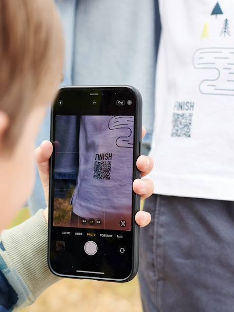 Interactief geocaching t-shirt voor jongens wit - vertbaudet enfant 