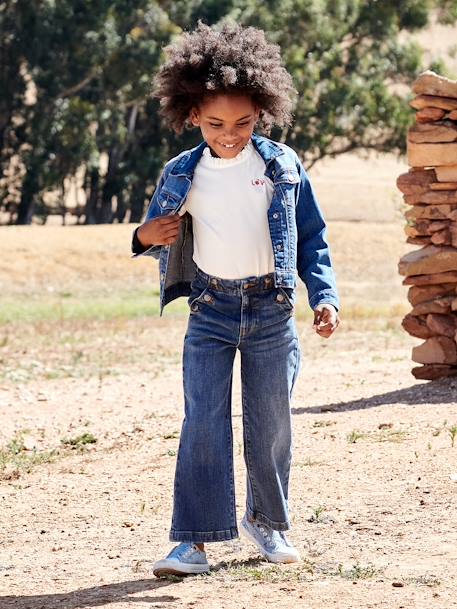 Uitlopende meisjesjeans met brugeffect stone - vertbaudet enfant 