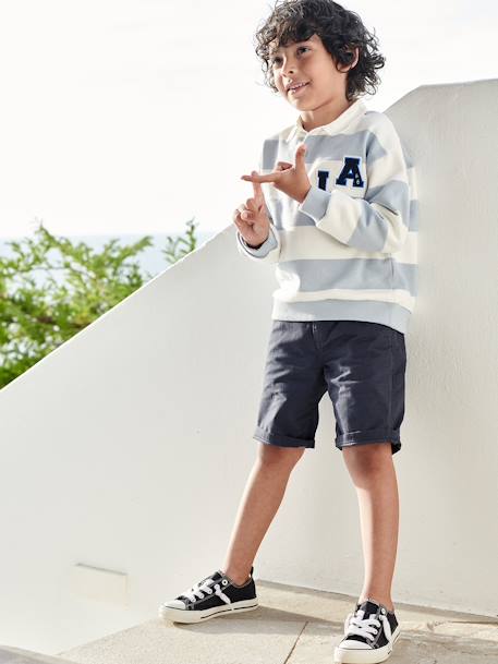 Chino bermuda voor jongens beige+BLAUW+grijsblauw+groen+rood - vertbaudet enfant 