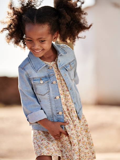 Personaliseerbare denim jasje voor meisjes double stone+stone - vertbaudet enfant 