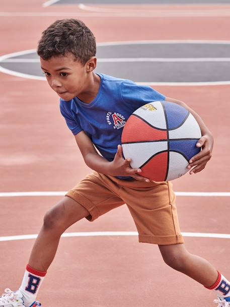 Sportief jongensshirt met motief gemêleerd grijs+koningsblauw - vertbaudet enfant 