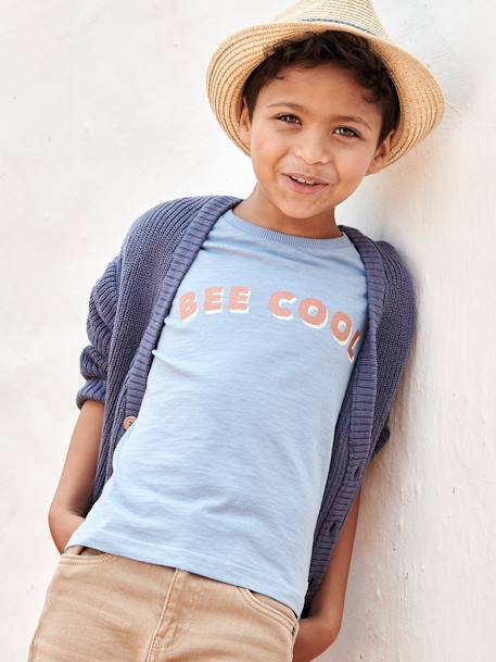 Jongensshirt met opschrift 'Bee cool' hemelsblauw - vertbaudet enfant 