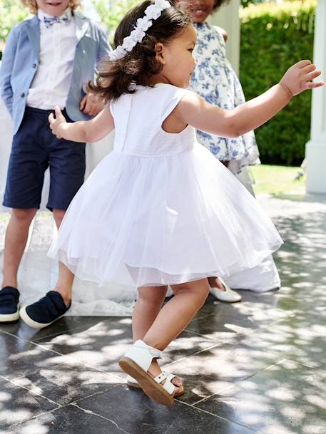 Feestelijke jurk met tule voor baby wit - vertbaudet enfant 