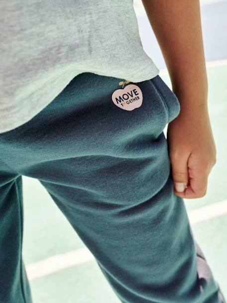 Molton joggingbroek voor meisjes gechineerd lichtgrijs+leisteenblauw+roze - vertbaudet enfant 