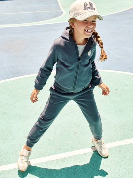 Molton joggingbroek voor meisjes gechineerd lichtgrijs+leisteenblauw+roze - vertbaudet enfant 