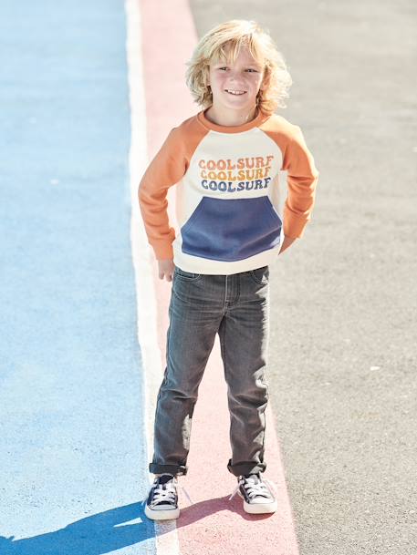 Onverwoestbare rechte jeans jongens denim stone+denimgrijs+onbewerkt denim - vertbaudet enfant 