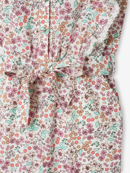 Meisjesjumpsuit met bloemen en ruches ecru - vertbaudet enfant 