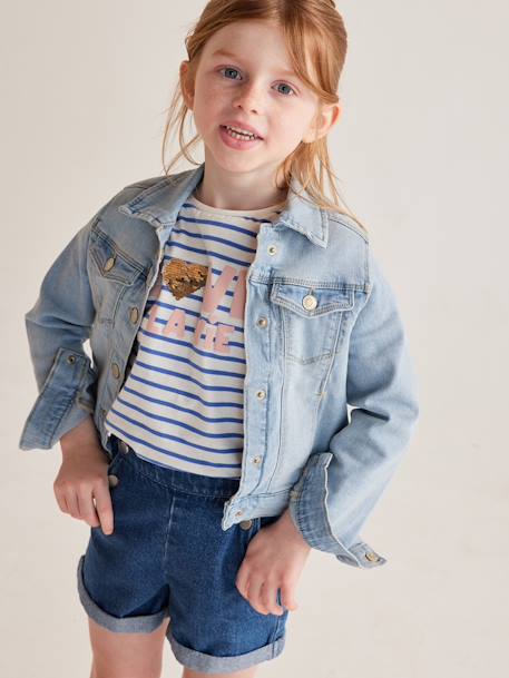 Personaliseerbare denim jasje voor meisjes double stone+stone - vertbaudet enfant 