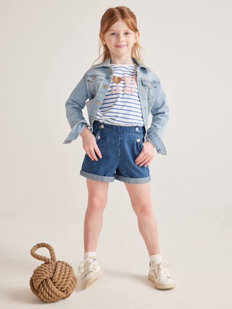 Personaliseerbare denim jasje voor meisjes double stone+stone - vertbaudet enfant 