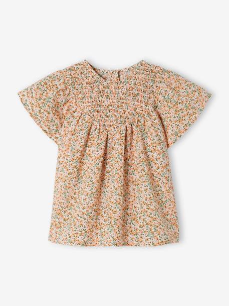 Babyblouse met gesmokte hals, korte mouwen wit - vertbaudet enfant 