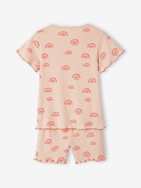 Set van 2 bedrukte meisjes pyjamashorts van ribtricot roze (poederkleur) - vertbaudet enfant 