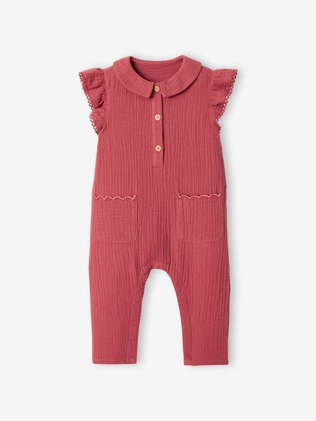 Babypakje van katoengaas saliegroen+terracotta - vertbaudet enfant 