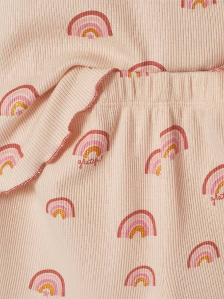 Set van 2 bedrukte meisjes pyjamashorts van ribtricot roze (poederkleur) - vertbaudet enfant 