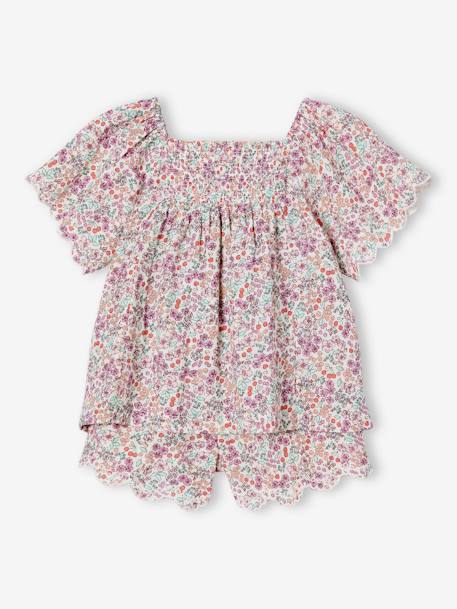 Meisjessetje blouse en short ecru - vertbaudet enfant 