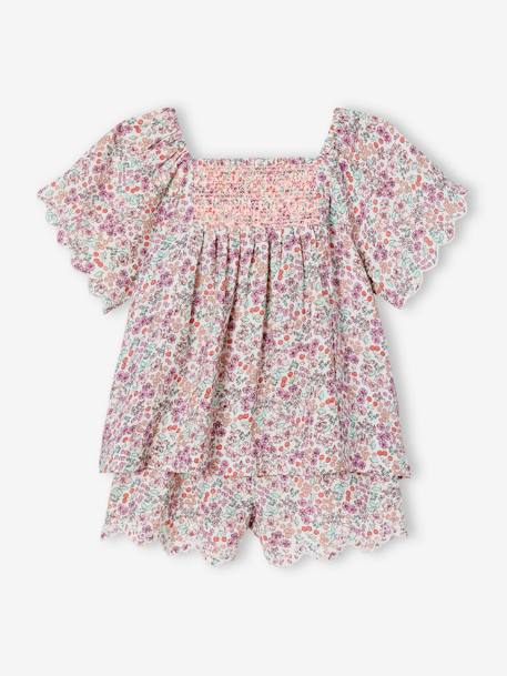 Meisjessetje blouse en short ecru - vertbaudet enfant 