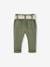 Paperbag babybroek met riem ecru+korstmos+lichtroze - vertbaudet enfant 